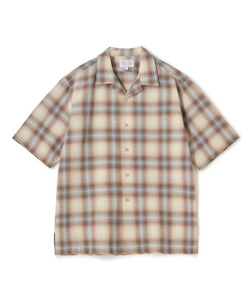 MEN'S BIGI / メンズビギ シャツ・ブラウス | オンブレーチェックオープンカラー半袖シャツ＜ハンドウォッシャブル＞（ベージュ系）