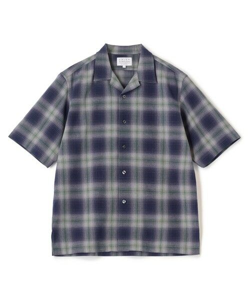 MEN'S BIGI / メンズビギ シャツ・ブラウス | オンブレーチェックオープンカラー半袖シャツ＜ハンドウォッシャブル＞（ネイビー系）