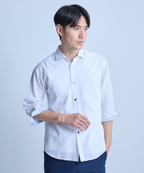 MEN'S BIGI / メンズビギ シャツ・ブラウス | 【COOLMAX】フレンチリネン7分袖シャツ＜マシンウォッシャブル・通気性＞ | 詳細1