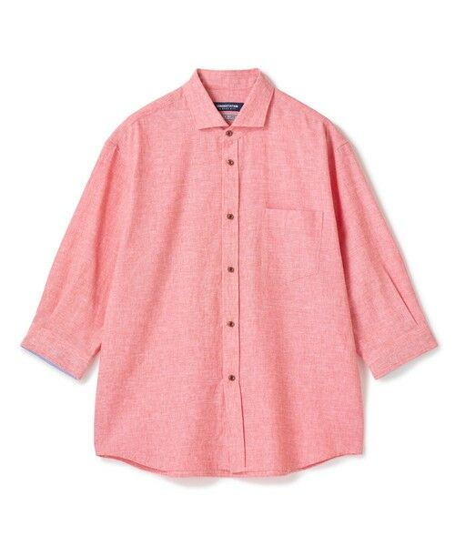 MEN'S BIGI / メンズビギ シャツ・ブラウス | 【COOLMAX】フレンチリネン7分袖シャツ＜マシンウォッシャブル・通気性＞（ピンク）