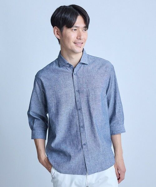 MEN'S BIGI / メンズビギ シャツ・ブラウス | 【COOLMAX】フレンチリネン7分袖シャツ＜マシンウォッシャブル・通気性＞ | 詳細22