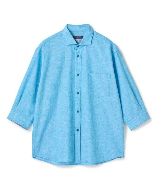 MEN'S BIGI / メンズビギ シャツ・ブラウス | 【COOLMAX】フレンチリネン7分袖シャツ＜マシンウォッシャブル・通気性＞（サックス）