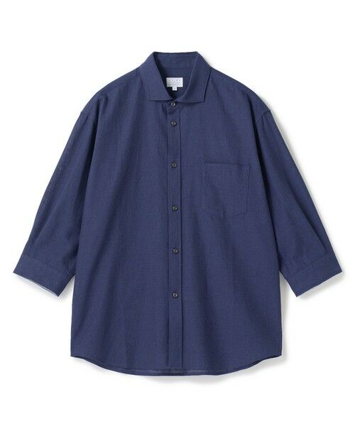 MEN'S BIGI / メンズビギ シャツ・ブラウス | 【COOLMAX】フレンチリネン7分袖シャツ＜マシンウォッシャブル・通気性＞（ネイビー）