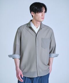 MEN'S BIGI / メンズビギ シャツ・ブラウス | ハニカムジャージー七分袖シャツ<ストレッチ・ハンドウォッシャブル>