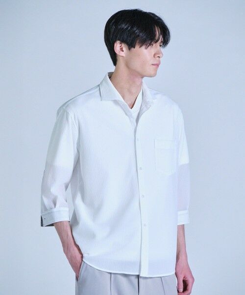 MEN'S BIGI / メンズビギ シャツ・ブラウス | ハニカムジャージー七分袖シャツ<ストレッチ・ハンドウォッシャブル> | 詳細1