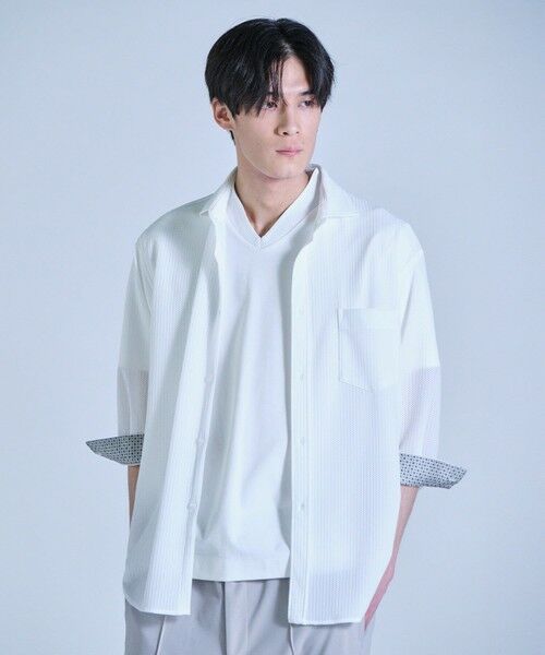 MEN'S BIGI / メンズビギ シャツ・ブラウス | ハニカムジャージー七分袖シャツ<ストレッチ・ハンドウォッシャブル> | 詳細2