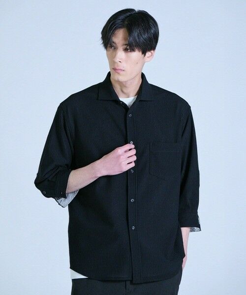 MEN'S BIGI / メンズビギ シャツ・ブラウス | ハニカムジャージー七分袖シャツ<ストレッチ・ハンドウォッシャブル> | 詳細10