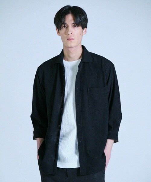 MEN'S BIGI / メンズビギ シャツ・ブラウス | ハニカムジャージー七分袖シャツ<ストレッチ・ハンドウォッシャブル> | 詳細9