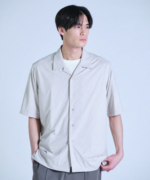 MEN'S BIGI / メンズビギ シャツ・ブラウス | ヘリンボンジャージーオープンカラー半袖シャツ | 詳細2