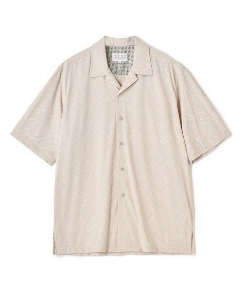 MEN'S BIGI / メンズビギ シャツ・ブラウス | ヘリンボンジャージーオープンカラー半袖シャツ（ベージュ）