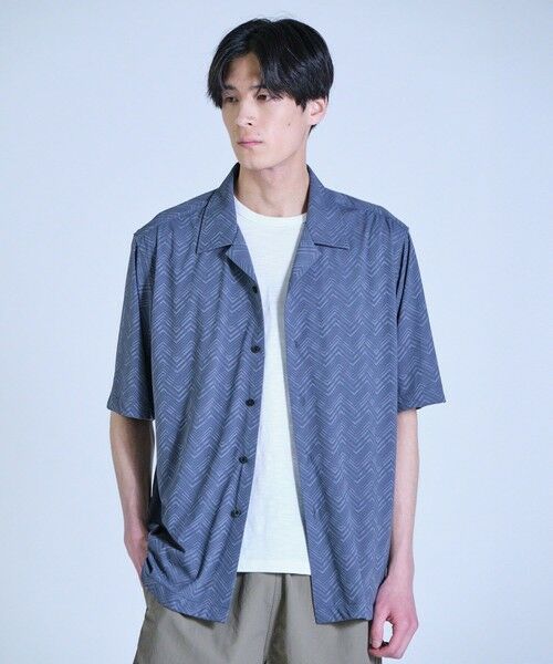 MEN'S BIGI / メンズビギ シャツ・ブラウス | ヘリンボンジャージーオープンカラー半袖シャツ | 詳細7
