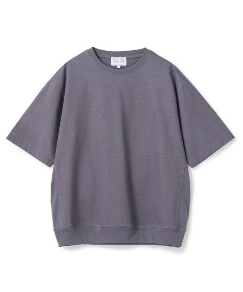 MEN'S BIGI / メンズビギ Tシャツ | シルケットポンチリブコンビTシャツ＜ストレッチ・マシンウォッシャブル・接触冷感＞（チャコールグレー）
