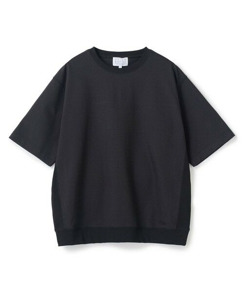 MEN'S BIGI / メンズビギ Tシャツ | シルケットポンチリブコンビTシャツ＜ストレッチ・マシンウォッシャブル・接触冷感＞（ブラック）