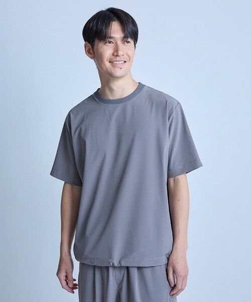MEN'S BIGI / メンズビギ Tシャツ | ドットメッシュドローコードTシャツ〈ストレッチ・マシンウォッシャブル・軽量・接触冷感・通気性〉 | 詳細1