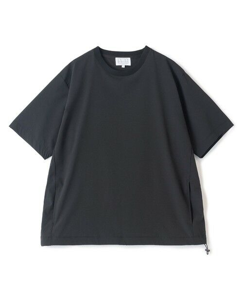 MEN'S BIGI / メンズビギ Tシャツ | ドットメッシュドローコードTシャツ〈ストレッチ・マシンウォッシャブル・軽量・接触冷感・通気性〉（ブラック）
