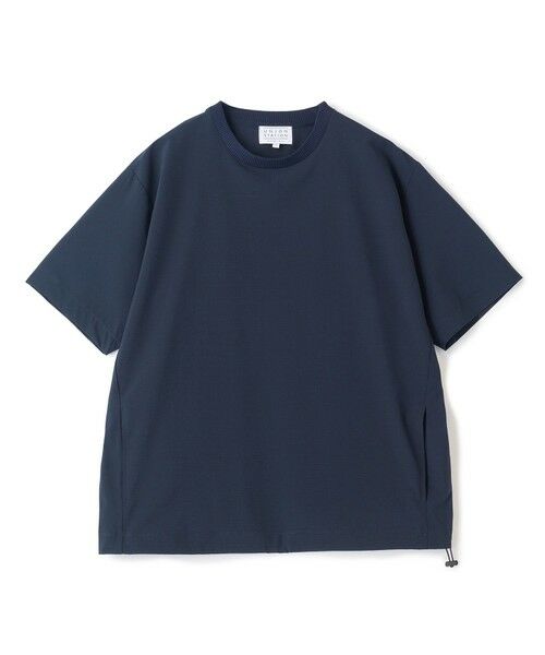 MEN'S BIGI / メンズビギ Tシャツ | ドットメッシュドローコードTシャツ〈ストレッチ・マシンウォッシャブル・軽量・接触冷感・通気性〉（ネイビー）
