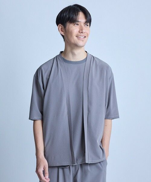 MEN'S BIGI / メンズビギ カーディガン・ボレロ | ドットメッシュ5分袖カーディガン〈ストレッチ・イージーケア・接触冷感・通気性・速乾〉 | 詳細1