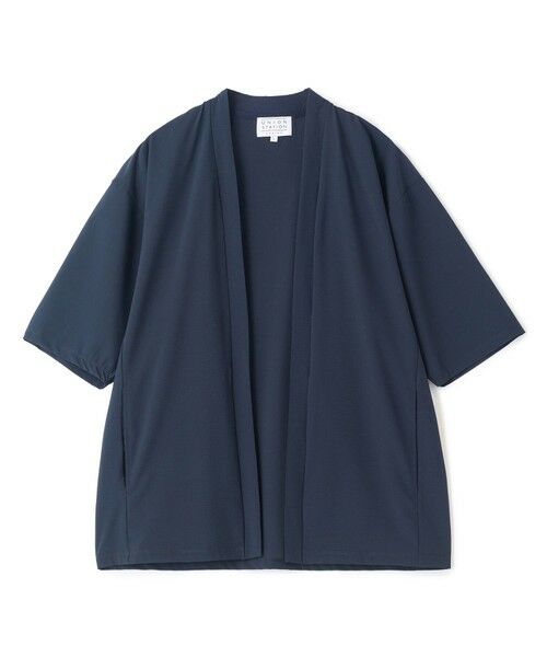 MEN'S BIGI / メンズビギ カーディガン・ボレロ | ドットメッシュ5分袖カーディガン〈ストレッチ・イージーケア・接触冷感・通気性・速乾〉（ネイビー）