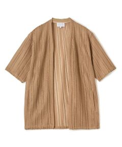 【WEB限定】シアストライプ半袖カーディガン＜ストレッチ・マシンウォッシャブル・通気性＞