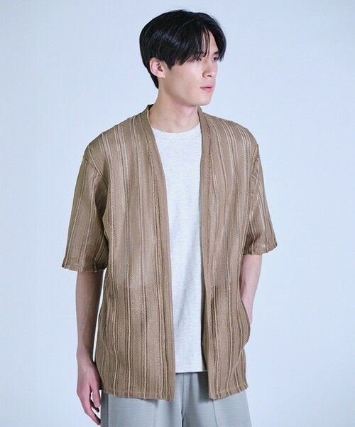MEN'S BIGI / メンズビギ カーディガン・ボレロ | 【WEB限定】シアストライプ半袖カーディガン＜ストレッチ・マシンウォッシャブル・通気性＞ | 詳細14