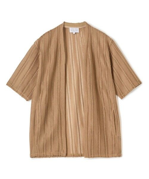 MEN'S BIGI / メンズビギ カーディガン・ボレロ | 【WEB限定】シアストライプ半袖カーディガン＜ストレッチ・マシンウォッシャブル・通気性＞（ベージュ）