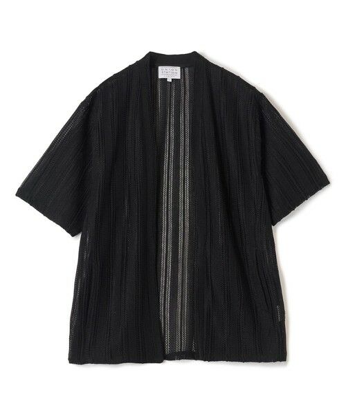 MEN'S BIGI / メンズビギ カーディガン・ボレロ | 【WEB限定】シアストライプ半袖カーディガン＜ストレッチ・マシンウォッシャブル・通気性＞（ブラック）