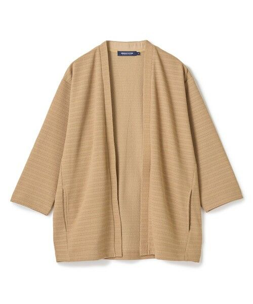 MEN'S BIGI / メンズビギ カーディガン・ボレロ | シアー7分袖ボタンレスカーディガン＜ストレッチ・ハンドウォッシャブル・接触冷感・通気性＞（ベージュ）