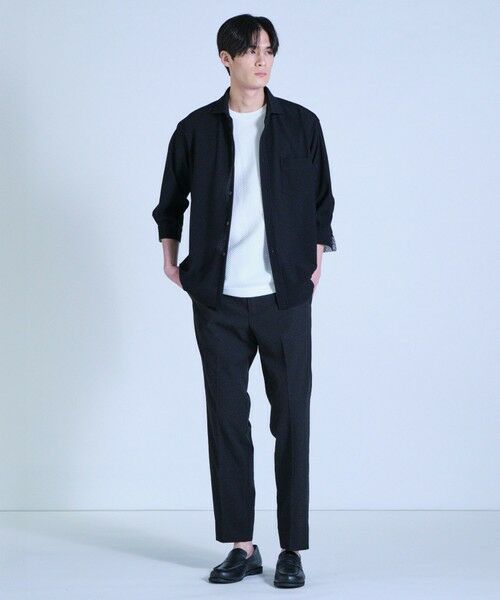 MEN'S BIGI / メンズビギ Tシャツ | ニット×ポンチコンビハーフスリーブTシャツ＜ストレッチ・マシンウォッシャブル＞ | 詳細4