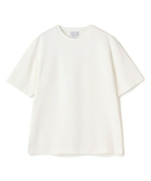MEN'S BIGI / メンズビギ Tシャツ | ニット×ポンチコンビハーフスリーブTシャツ＜ストレッチ・マシンウォッシャブル＞（ホワイト）