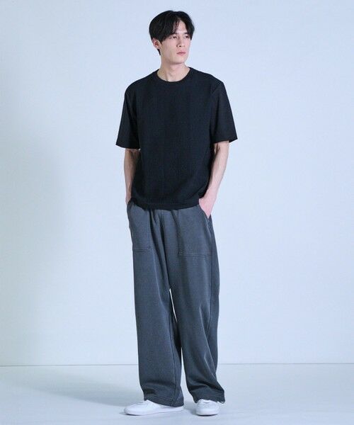 MEN'S BIGI / メンズビギ Tシャツ | ニット×ポンチコンビハーフスリーブTシャツ＜ストレッチ・マシンウォッシャブル＞ | 詳細7