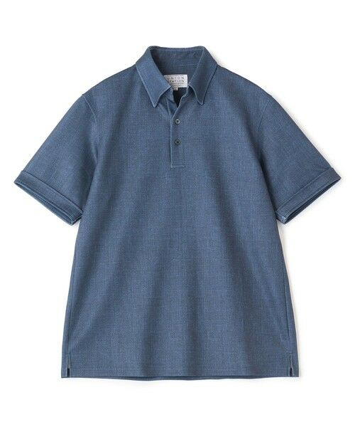 MEN'S BIGI / メンズビギ ポロシャツ | ポンチツイル調プリントポロシャツ（ネイビー）