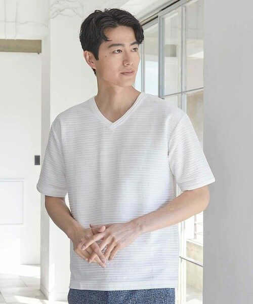 MEN'S BIGI / メンズビギ Tシャツ | タックジャガードVネックT | 詳細2