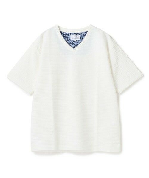 MEN'S BIGI / メンズビギ Tシャツ | タックジャガードVネックT（ホワイト）