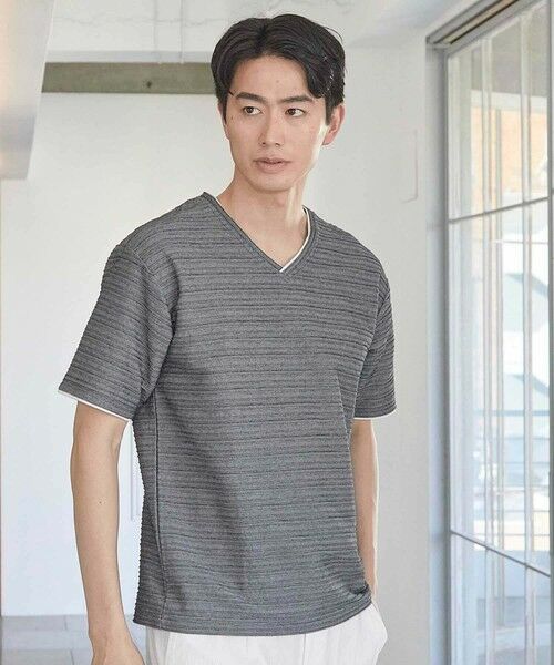 MEN'S BIGI / メンズビギ Tシャツ | タックジャガードVネックT | 詳細15