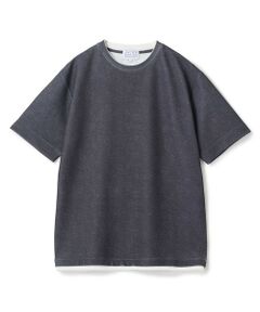 MEN'S BIGI / メンズビギ Tシャツ | フェイクレイヤードデニム調プリントT＜ストレッチ・速乾・ハンドウォッシャブル・接触冷感＞