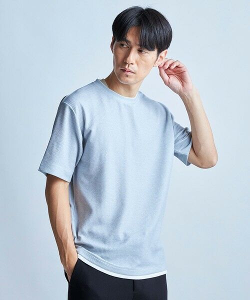 MEN'S BIGI / メンズビギ Tシャツ | フェイクレイヤードデニム調プリントT＜ストレッチ・速乾・ハンドウォッシャブル・接触冷感＞ | 詳細1