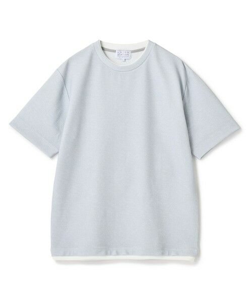 MEN'S BIGI / メンズビギ Tシャツ | フェイクレイヤードデニム調プリントT＜ストレッチ・速乾・ハンドウォッシャブル・接触冷感＞（グレー系）