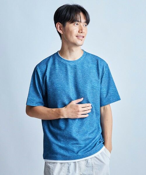 MEN'S BIGI / メンズビギ Tシャツ | フェイクレイヤードデニム調プリントT＜ストレッチ・速乾・ハンドウォッシャブル・接触冷感＞ | 詳細16