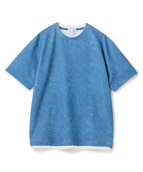 MEN'S BIGI / メンズビギ Tシャツ | フェイクレイヤードデニム調プリントT＜ストレッチ・速乾・ハンドウォッシャブル・接触冷感＞（ネイビー系）