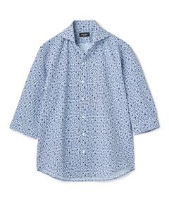 MEN'S BIGI / メンズビギ シャツ・ブラウス | 千鳥格子xフラワープリント七分袖シャツ＜吸水速乾、ストレッチ＞