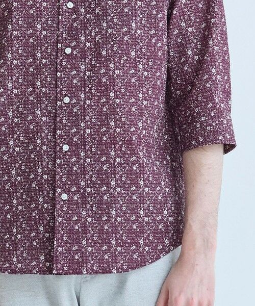 MEN'S BIGI / メンズビギ シャツ・ブラウス | 千鳥格子xフラワープリント七分袖シャツ＜吸水速乾、ストレッチ＞ | 詳細2