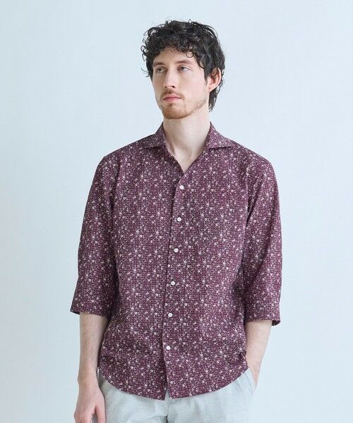 MEN'S BIGI / メンズビギ シャツ・ブラウス | 千鳥格子xフラワープリント七分袖シャツ＜吸水速乾、ストレッチ＞ | 詳細1