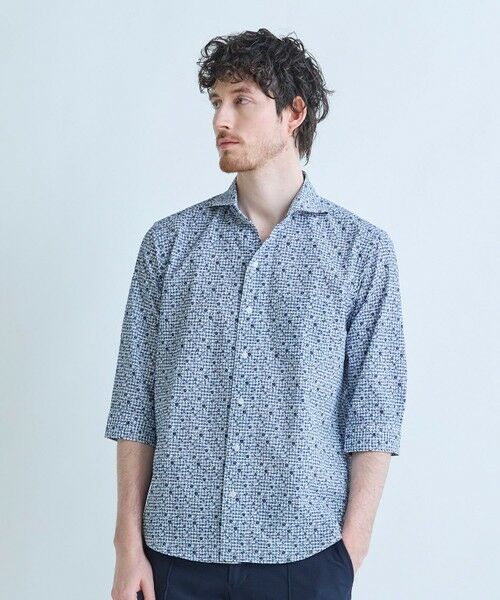 MEN'S BIGI / メンズビギ シャツ・ブラウス | 千鳥格子xフラワープリント七分袖シャツ＜吸水速乾、ストレッチ＞ | 詳細5