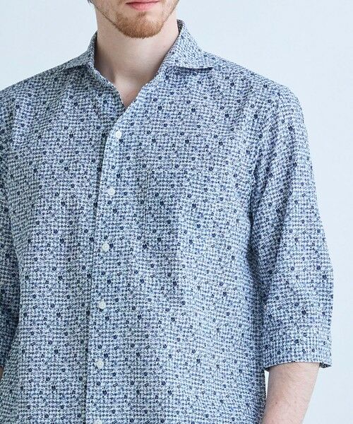 MEN'S BIGI / メンズビギ シャツ・ブラウス | 千鳥格子xフラワープリント七分袖シャツ＜吸水速乾、ストレッチ＞ | 詳細8