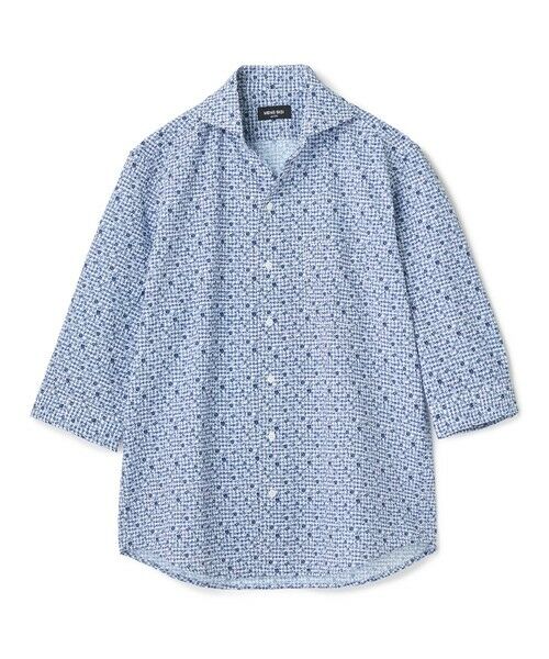 MEN'S BIGI / メンズビギ シャツ・ブラウス | 千鳥格子xフラワープリント七分袖シャツ＜吸水速乾、ストレッチ＞（ホワイト系）