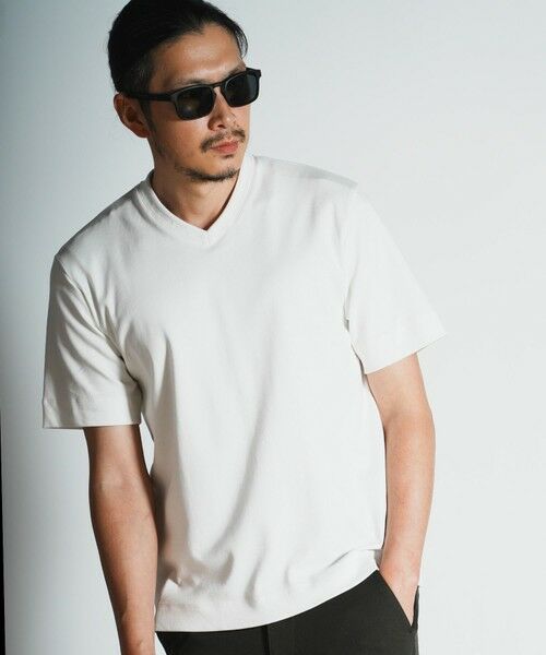MEN'S BIGI / メンズビギ Tシャツ | シルケットスムースVネックTシャツ（ホワイト）
