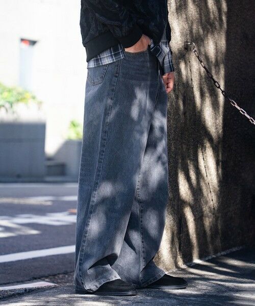 MEN'S BIGI / メンズビギ デニムパンツ | 【WEB限定/12oz デニム】ウエストシャーリング ５ポケット ワイドストレートパンツ | 詳細3