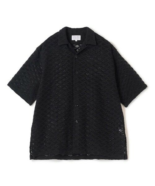 MEN'S BIGI / メンズビギ シャツ・ブラウス | インドクロシェオープンカラーシャツ＜ハンドウォッシャブル・通気性＞（ブラック）