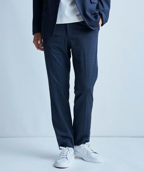 MEN'S BIGI / メンズビギ スラックス・ドレスパンツ | 【セットアップ対応】プリントポンチスリムイージースラックス＜ストレッチ・ハンドウォッシャブル・接触冷感＞（ネイビー）