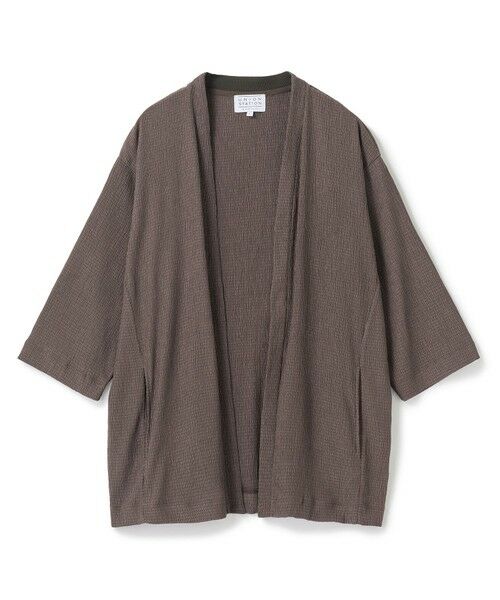 MEN'S BIGI / メンズビギ カーディガン・ボレロ | ハーフスリーブボタンレスカーディガン<ストレッチ・ハンドウォッシャブル>（ブラウン）